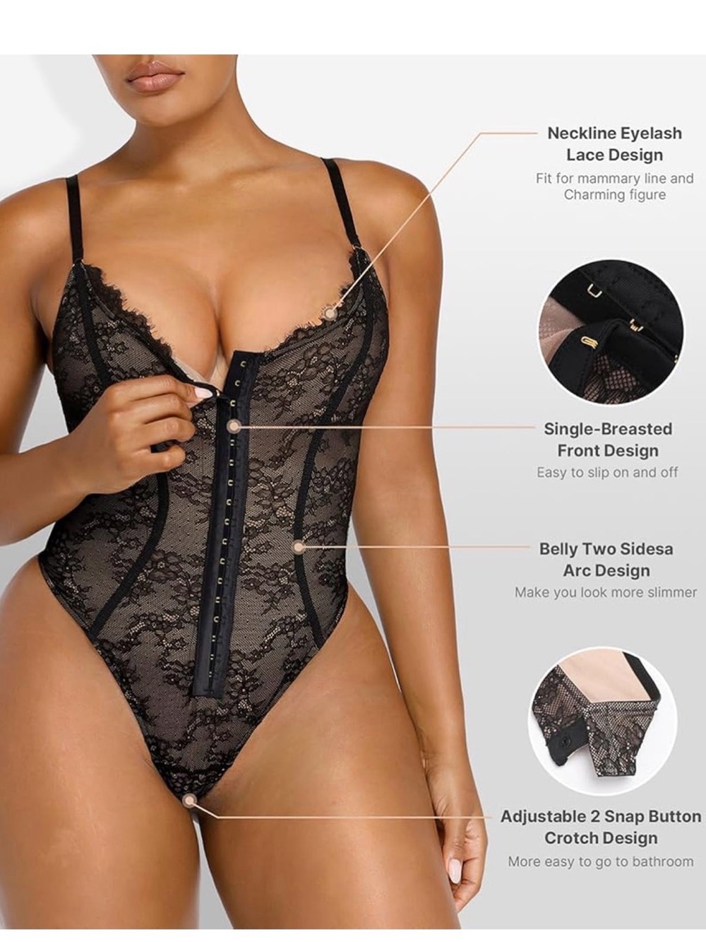 Black Lace Bodysuit Shapewear - Women Intimates & Sleepwear